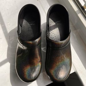 Dansko Iridescent Black Sparkle Clogs